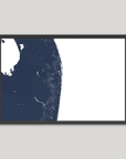 The Palm Beaches Coastal Map — Fine Art Print Horizontal, navy, Black Frame, 10x8