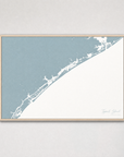 Topsail Island Coastal Map — Canvas Horizontal — soft-blue, Light Wood