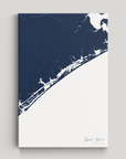 Topsail Island Coastal Map — Canvas Vertical, navy, No Frame