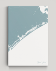 Topsail Island Coastal Map — Canvas Vertical, soft-blue, No Frame