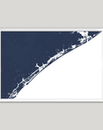 Topsail Island Coastal Map — Fine Art Print Horizontal, navy, White Frame, 10x8