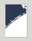 Topsail Island Coastal Map — Fine Art Print Vertical, navy, White Frame, 8x10