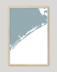 Topsail Island Coastal Map — Fine Art Print Vertical, soft-blue, Oak, 8x10