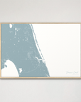 Treasure Coast Coastal Map — Canvas Horizontal, soft-blue, Natural Oak