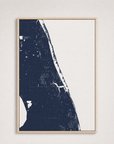 Treasure Coast Coastal Map — Canvas Vertical — navy, Light Wood