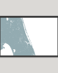Treasure Coast Coastal Map — Fine Art Print Horizontal, soft-blue, Black Frame, 10x8