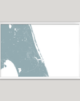 Treasure Coast Coastal Map — Fine Art Print Horizontal, soft-blue, White Frame, 10x8
