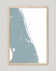 Treasure Coast Coastal Map — Fine Art Print Vertical, soft-blue, Oak, 8x10