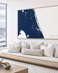 Treasure Coast canvas map — sea-view bench interior