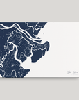 Tybee Island Coastal Map — Canvas Horizontal, navy, No Frame