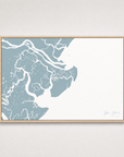 Tybee Island Coastal Map — Canvas Horizontal — soft-blue, Light Wood