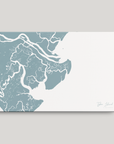Tybee Island Coastal Map — Canvas Horizontal, soft-blue, No Frame