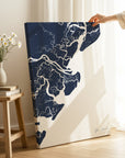 Tybee Island navy vertical wrapped canvas map in the ratio 2:3 hand mockup