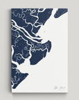Tybee Island Coastal Map — Canvas Vertical, navy, No Frame