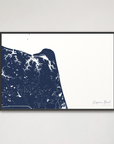 Virginia Beach Coastal Map — Canvas Horizontal, navy, Black Frame