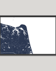 Virginia Beach Coastal Map — Fine Art Print Horizontal, navy, Black Frame, 16x12