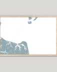 Virginia Beach Coastal Map — Fine Art Print Horizontal, soft-blue, Oak, 10x8