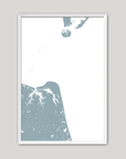 Virginia Beach Coastal Map — Fine Art Print Vertical, soft-blue, White Frame, 8x10