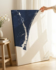 Wilmington navy vertical wrapped canvas map in the ratio 2:3 hand mockup