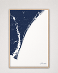 Wilmington Coastal Map — Canvas Vertical — navy, Light Wood