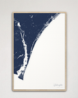 Wilmington Coastal Map — Canvas Vertical, navy, Natural Oak