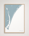 Wilmington Coastal Map — Canvas Vertical — soft-blue, Light Wood