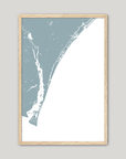Wilmington Coastal Map — Fine Art Print Vertical, soft-blue, Oak, 8x10