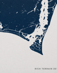 Bald Head Island canvas map — rich terrain detail