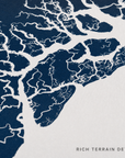Beaufort / Sea Islands canvas map — rich terrain detail