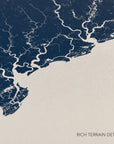 Charleston / Lowcountry canvas map — rich terrain detail