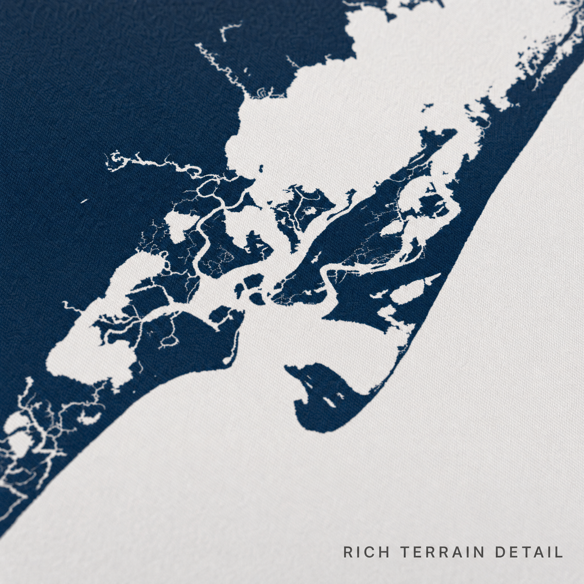 Chincoteague Island canvas map — rich terrain detail