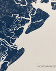 Hilton Head Island canvas map — rich terrain detail
