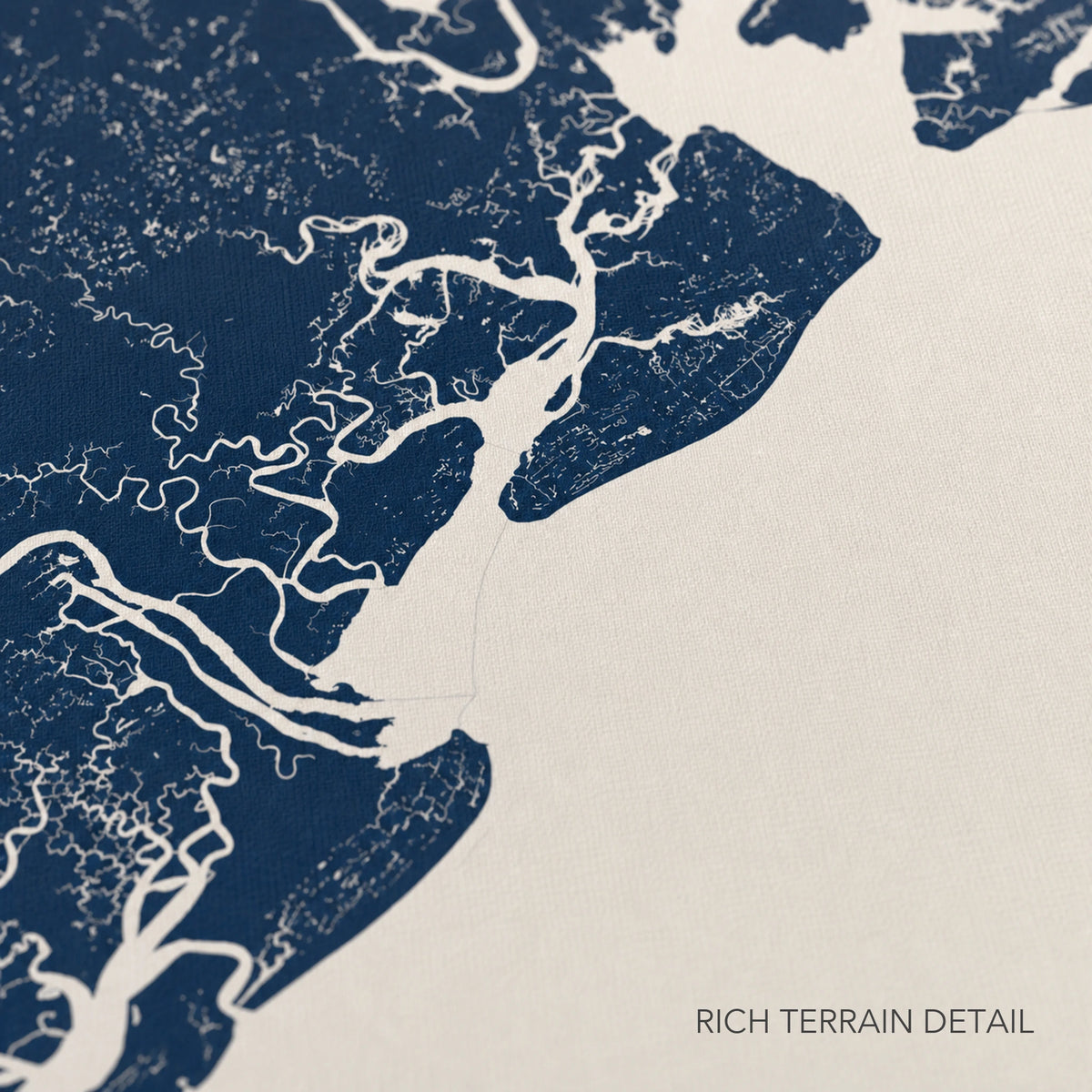 Hilton Head Island canvas map — rich terrain detail