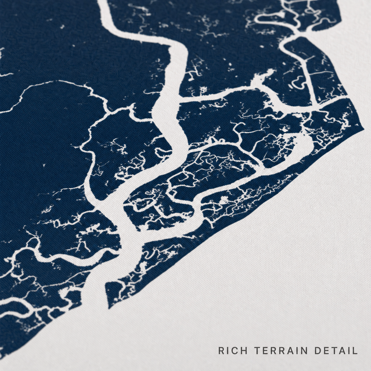 Kiawah Island canvas map — rich terrain detail