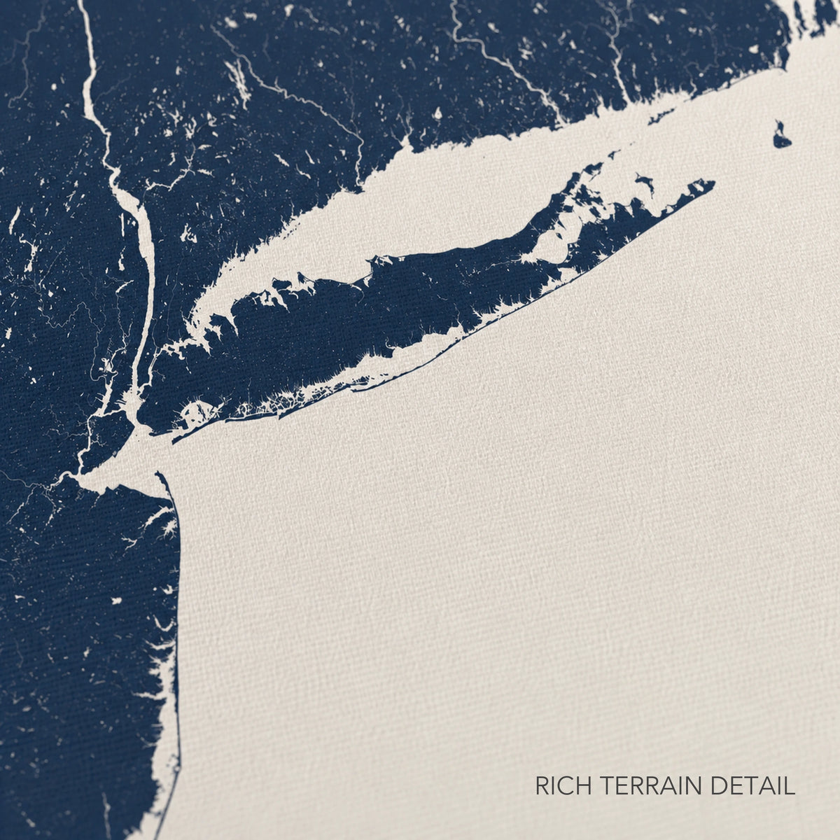 Long Island canvas map — rich terrain detail