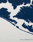 Panama City Beach canvas map — rich terrain detail