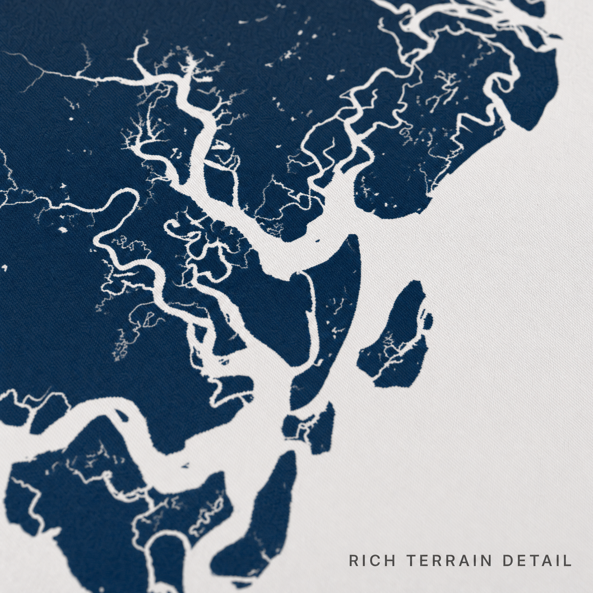 Saint Simons Island canvas map — rich terrain detail