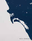 San Diego Coast canvas map — rich terrain detail
