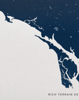 Sonoma Coast canvas map — rich terrain detail