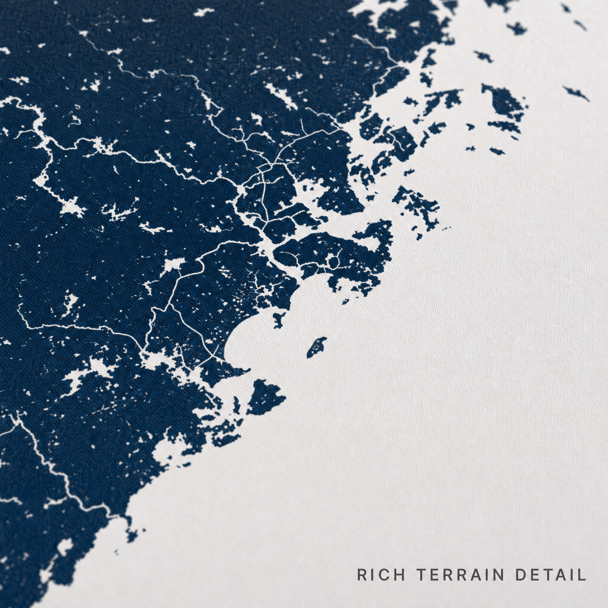 Southern Maine Coast canvas map — rich terrain detail
