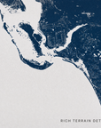 Southwest Florida canvas map — rich terrain detail