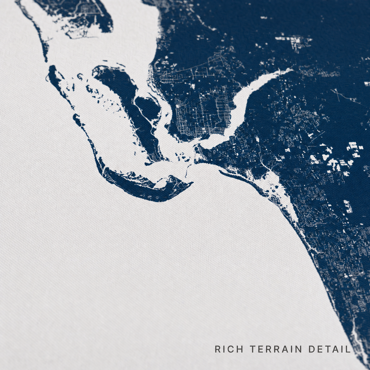 Southwest Florida canvas map — rich terrain detail