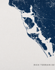 Tampa Bay / Sarasota canvas map — rich terrain detail