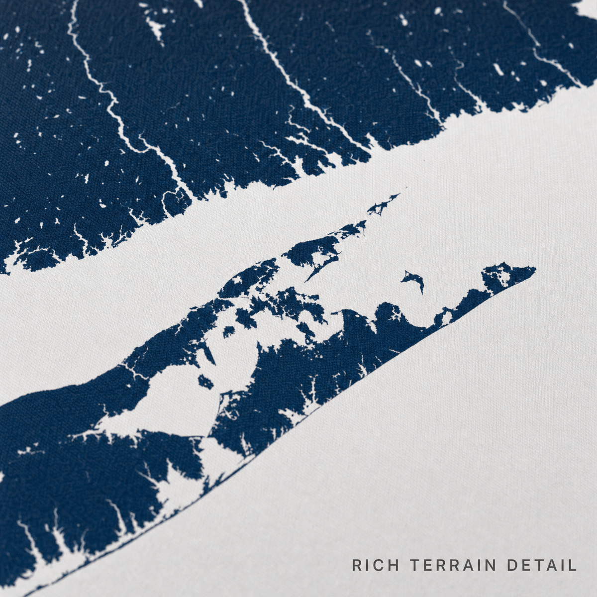 The Hamptons canvas map — rich terrain detail