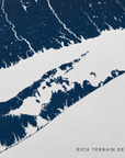 The Hamptons canvas map — rich terrain detail