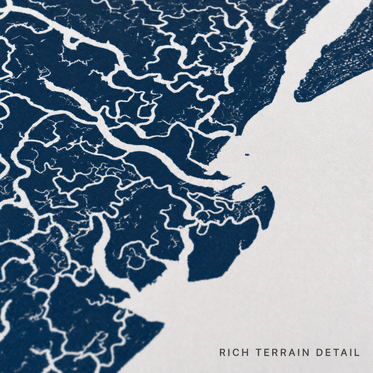 Tybee Island canvas map — rich terrain detail