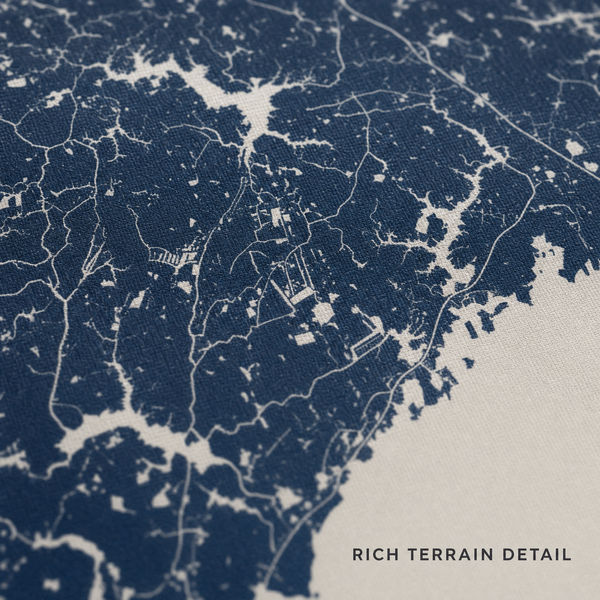 Virginia Beach canvas map — rich terrain detail