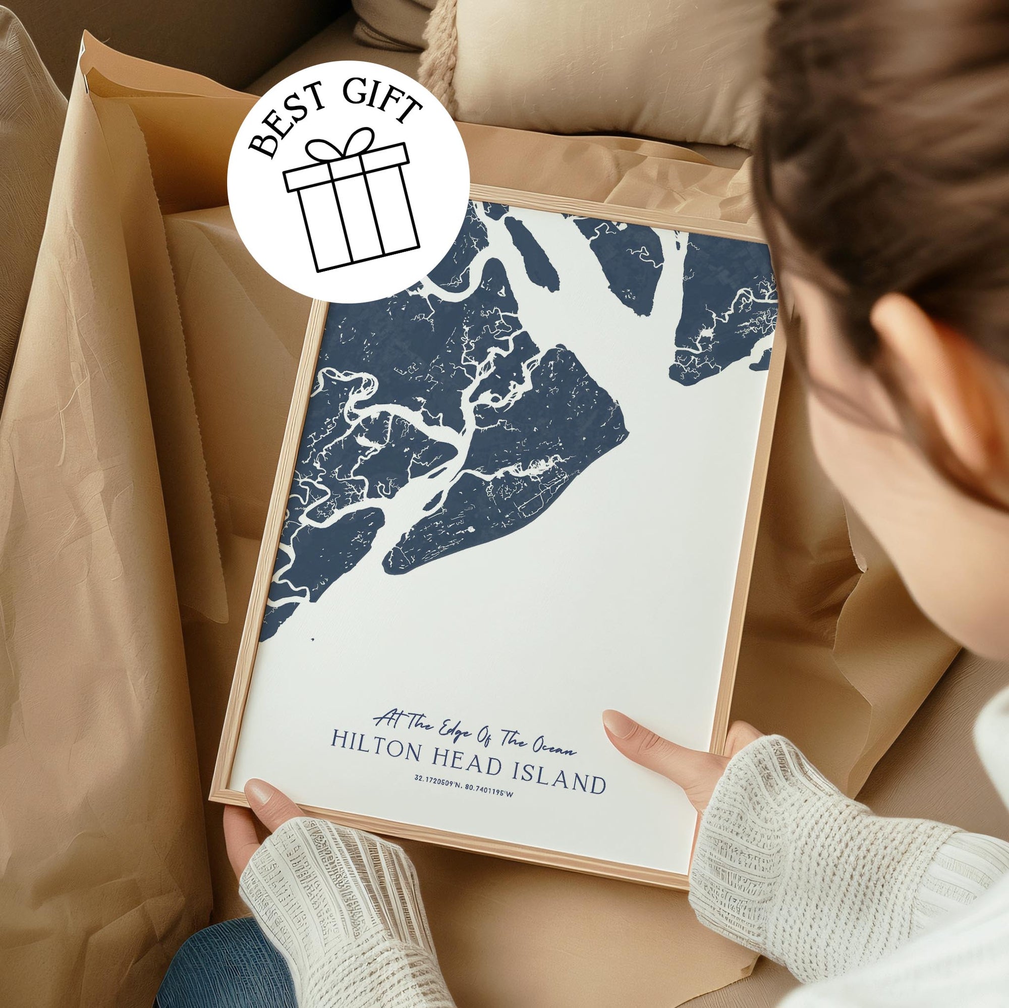 Custom Coastal Map In Navy