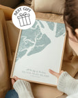 Custom Coastal Map In Soft Blue