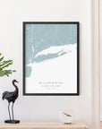 Custom Coastal Map In Soft Blue
